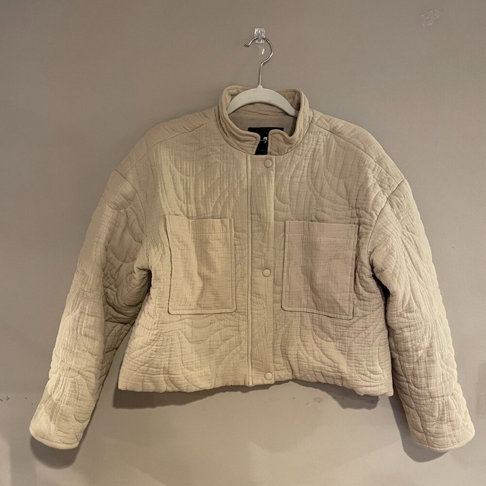 7 For All Mankind Cropped Quilted Jacket Size M